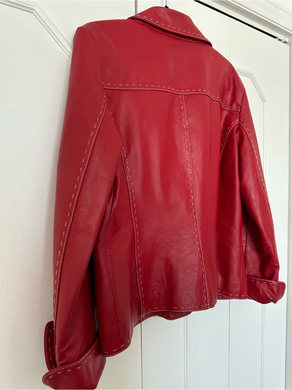 Danier Red Leather Button-Front Jacket - Picture 11 of 11